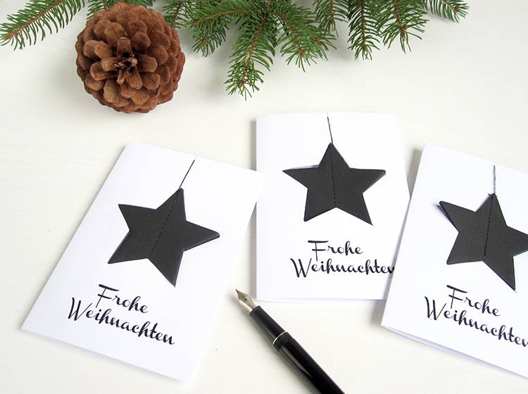 Renna Deluxe Frohe Weihnachten Karte mit Stern in schwarz Günstig kaufen