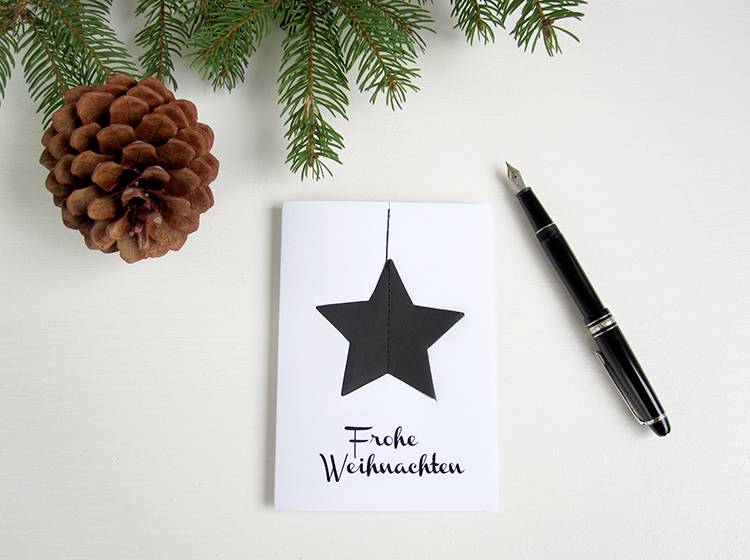 Renna Deluxe Frohe Weihnachten Karte mit Stern in schwarz Günstig kaufen