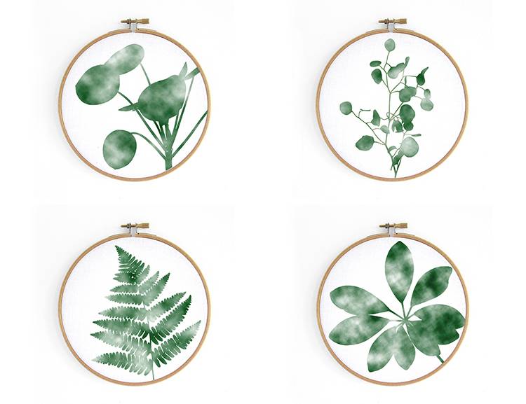 Renna Deluxe Pilea _ Bild im Stickrahmen Letzte 2 Tage