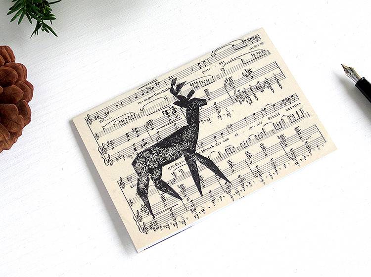 Renna Deluxe Klappkarte mit Hirsch auf Notenpapier Discount Store für neue Produkte