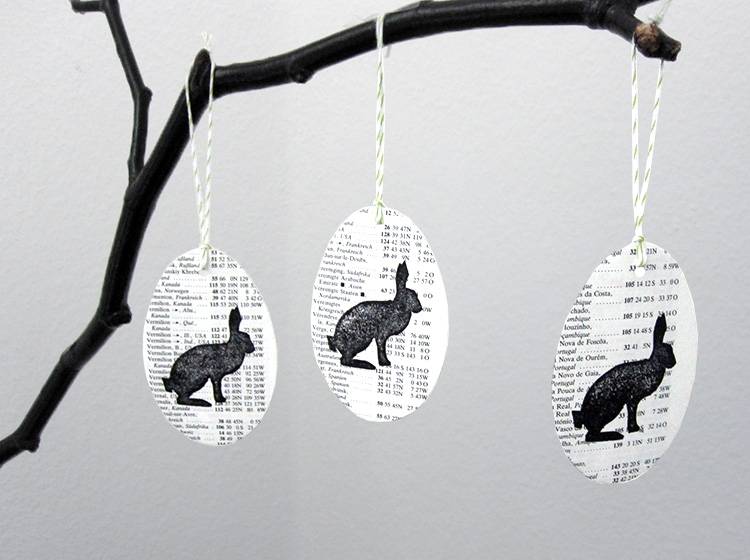 Renna Deluxe Ostereier zum Anhängen mit Hase gestempelt aus Papier Günstiger Verkauf