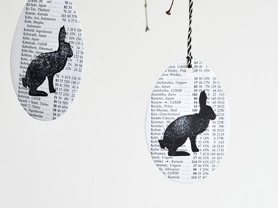Renna Deluxe Ostereier zum Anhängen mit Hase gestempelt aus Papier Günstiger Verkauf