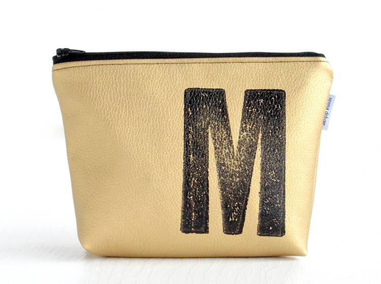 Renna Deluxe Kosmetiktasche Metallic GOLD personalisiert mit Monogramm Weihnachtsangebot