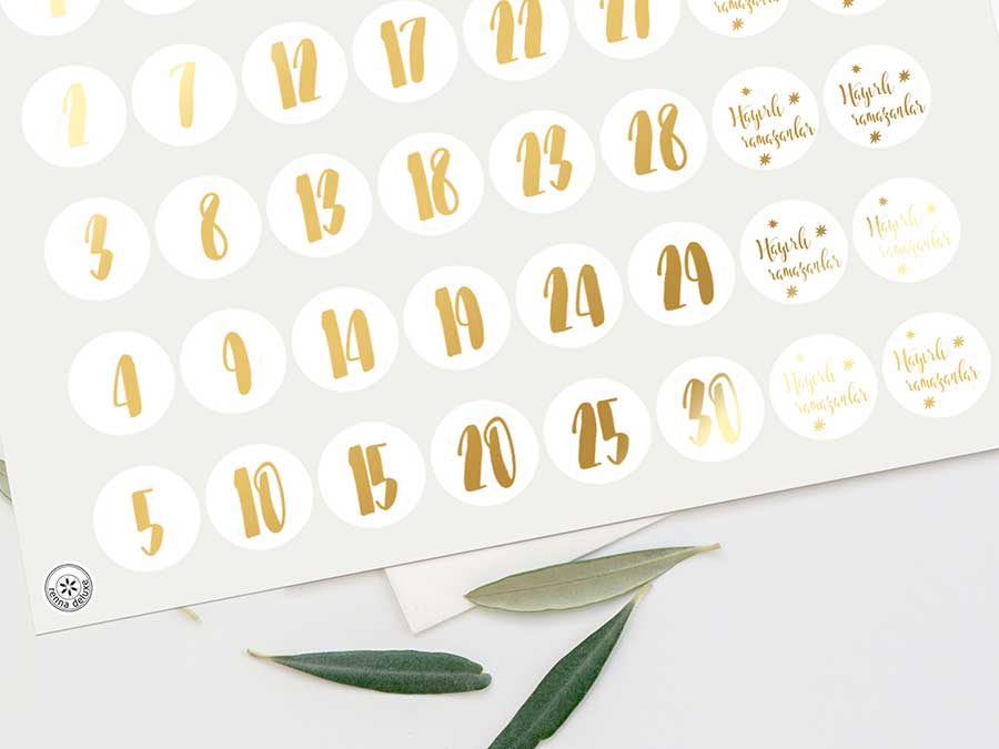 Renna Deluxe RAMADAN Kalender Zahlensticker in GOLD Bestseller