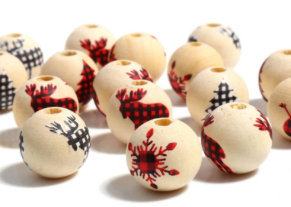 ﻿Sadingo Holzperlen Natur Motiv Weihnachten 16mm, 20 Stück, Wählbar Online Outlet