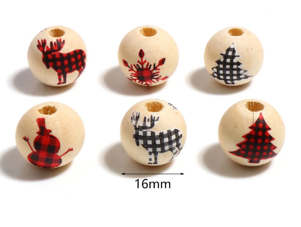 ﻿Sadingo Holzperlen Natur Motiv Weihnachten 16mm, 20 Stück, Wählbar Online Outlet