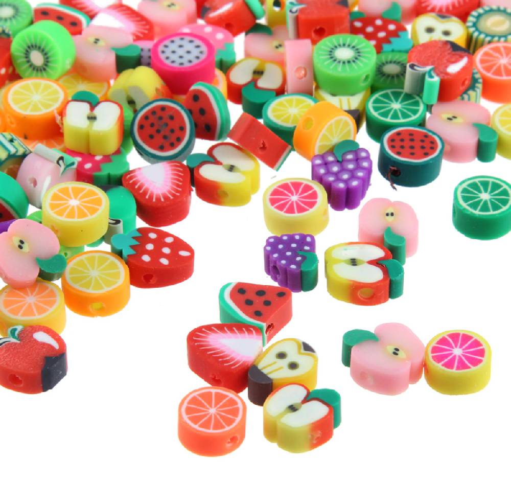 Sadingo Polymer Clay Perlen | 40 Stk., 10mm, Früchte Blitzangebot