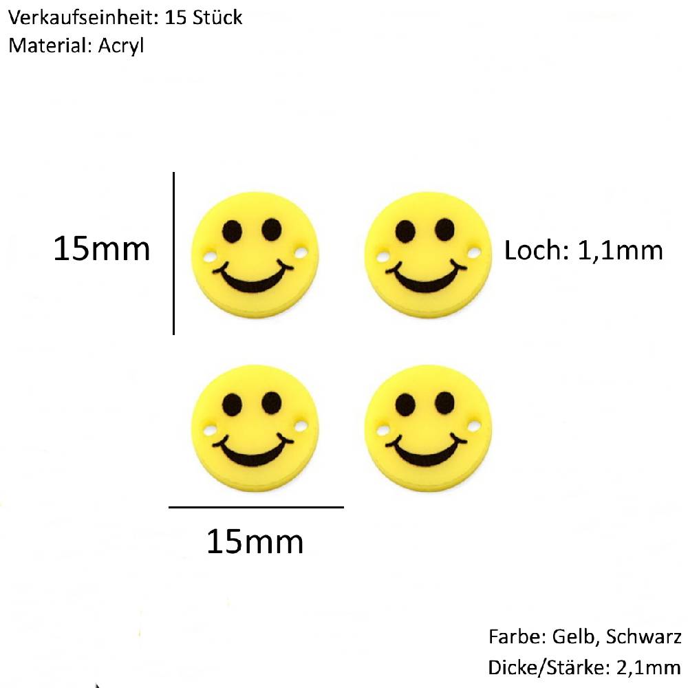 Sadingo Schmuckverbinder Smiley | 15 Stück, 15mm Tägliche Deals
