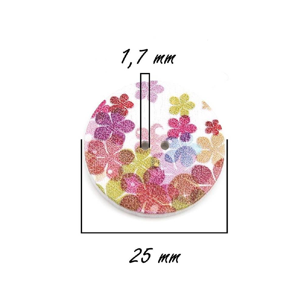 Sadingo Holzknöpfe Blumen Mix - 100 Stück - 25 mm online sichern Neueste Stile
