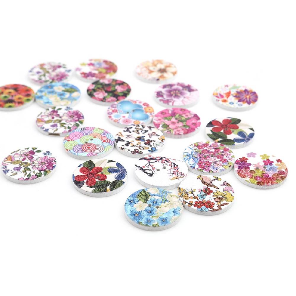 Sadingo Holzknöpfe Blumen Mix - 100 Stück - 25 mm online sichern Neueste Stile