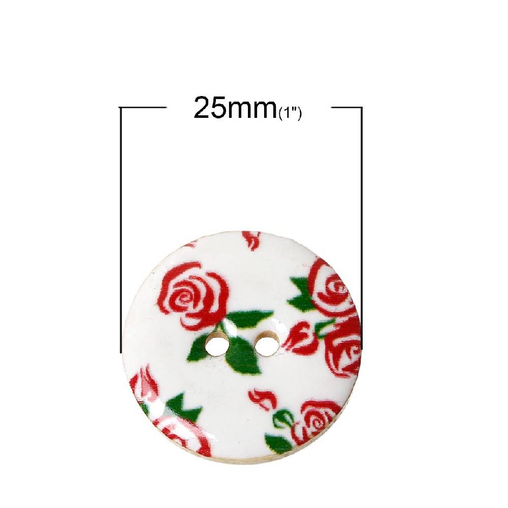 Sadingo Holzknöpfe - 20 Stk. - Ø 2,5 cm - Blumenmuster Nur für heute