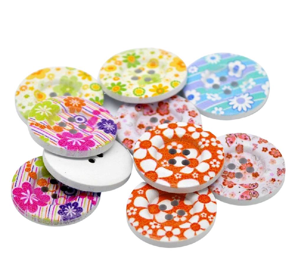 Sadingo Holzknöpfe Blumen Mix | 90 Stk. verschiedene Größen 50% Rabatt mit kostenlosem Versand