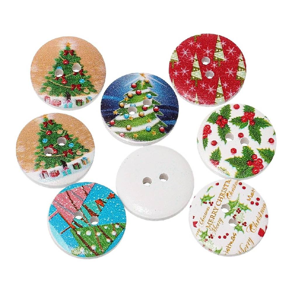 Sadingo Holzknöpfe Weihnachten 2 Stück, Ø 2 mm Fabrikladen