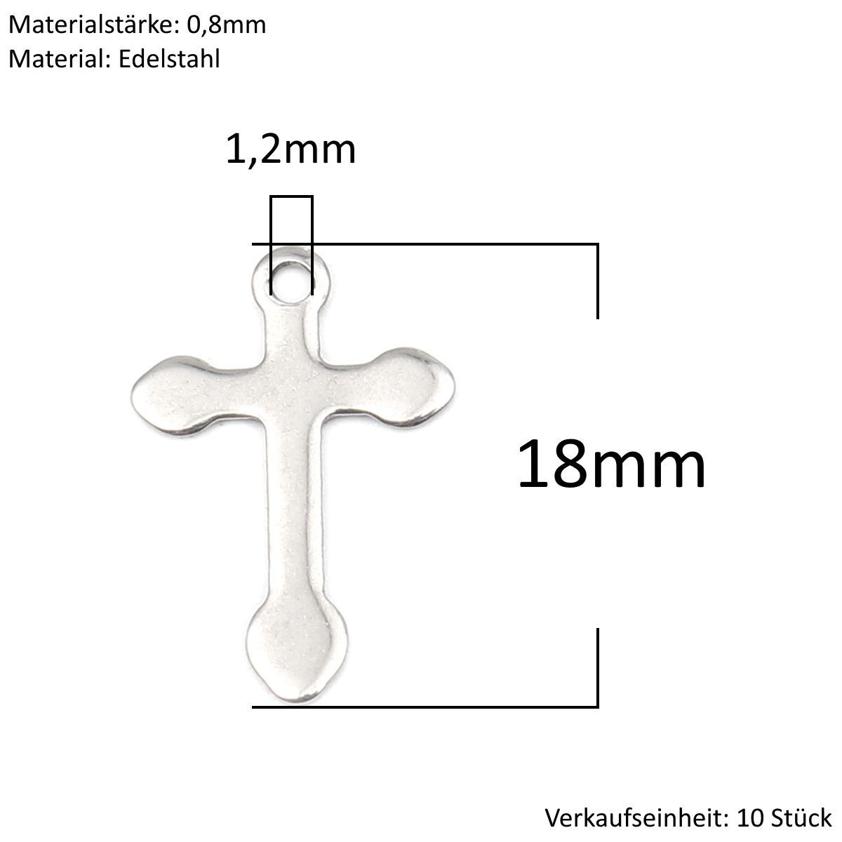 Sadingo Kreuz Anhänger Silber 10 Stück 12x18mm, Bastelbedarf Verkauf