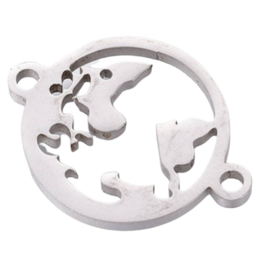 Sadingo Schmuckverbinder Weltkugel | 20 x 15 mm, 10 Stk., Edelstahl Flash Sale
