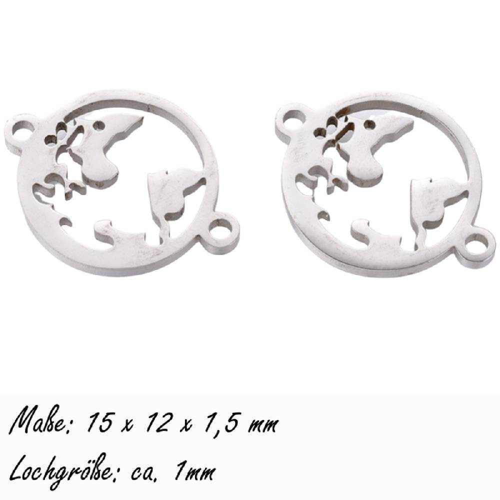 Sadingo Schmuckverbinder Weltkugel | 20 x 15 mm, 10 Stk., Edelstahl Flash Sale