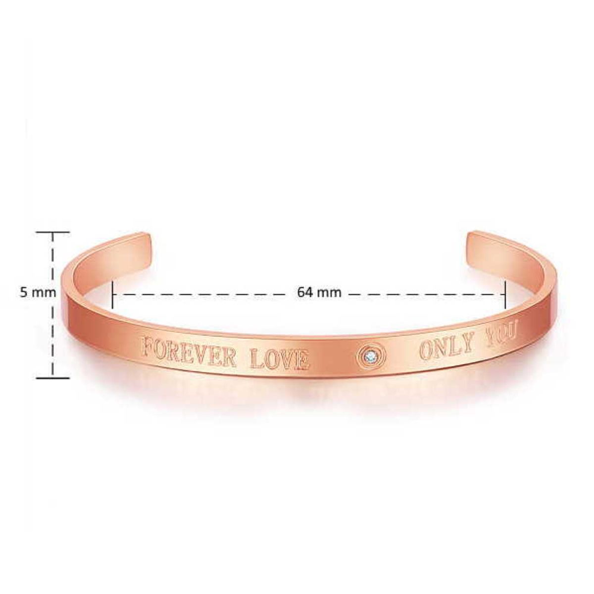 Sadingo Edelstahlarmreif mit Gravur | "Forever Love - Only You" Valentinstagsangebot
