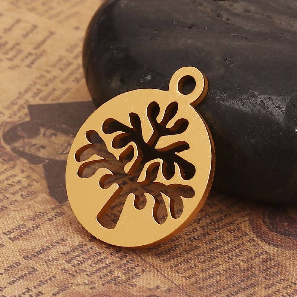 Sadingo 1 Metallanhänger Lebensbaum - 26 x 22 mm - Gold Neueste Stile