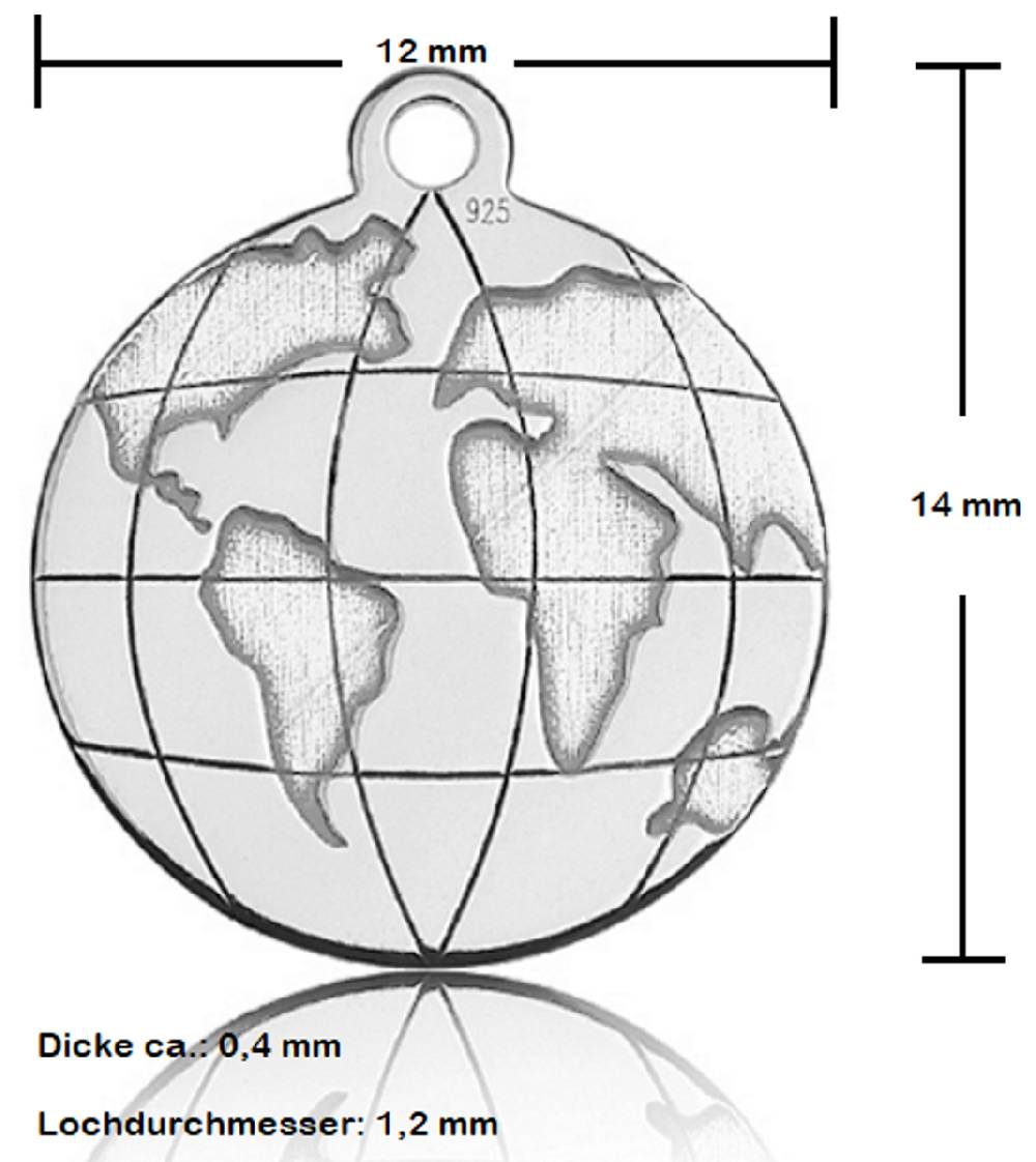 Sadingo Sterling Silver 925er Anhänger Globus Charm Globe Bis zu 50% Rabatt