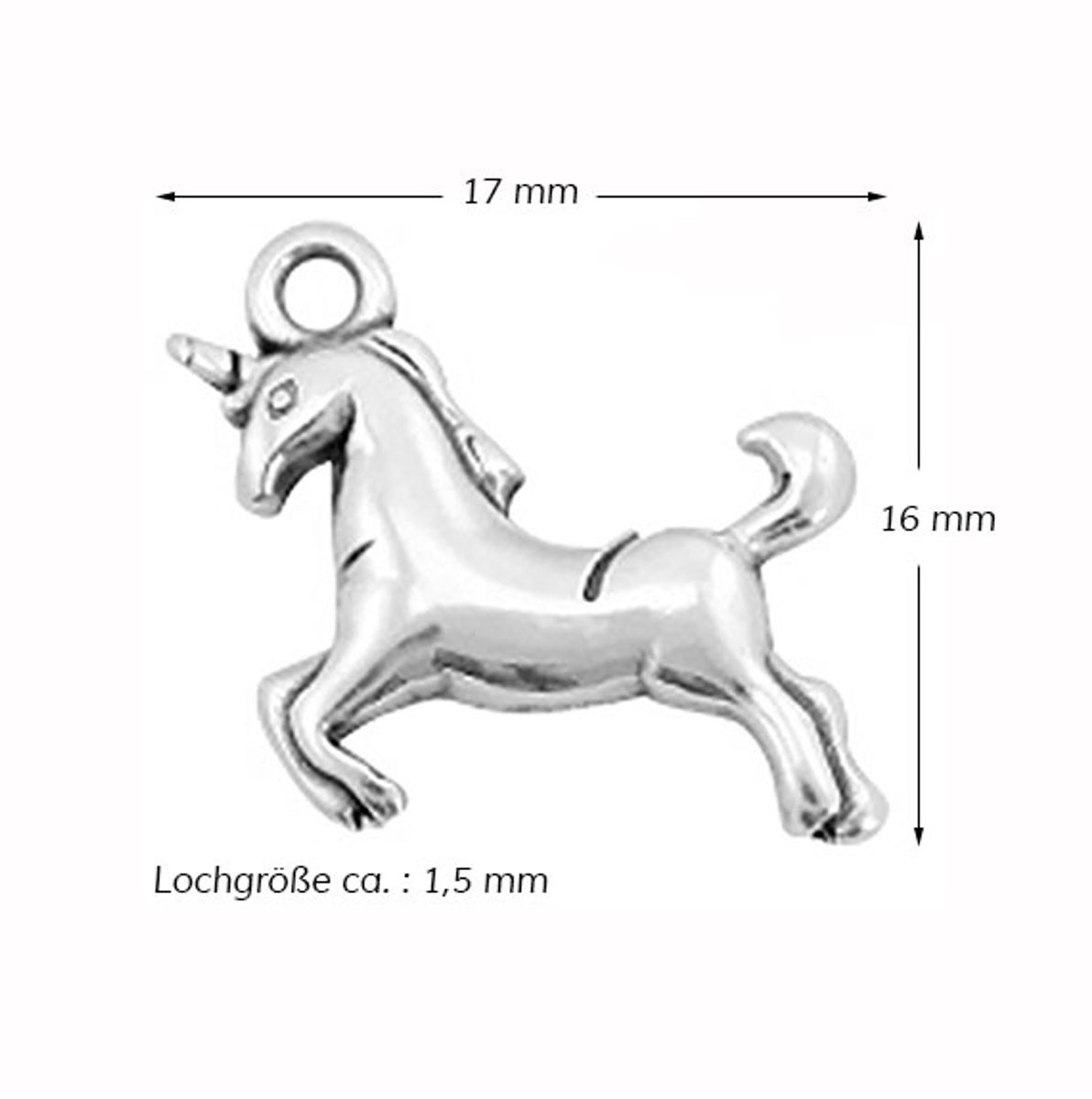 Sadingo Anhänger Einhorn aus Metall, 17 x 16 mm 1 Stück Online