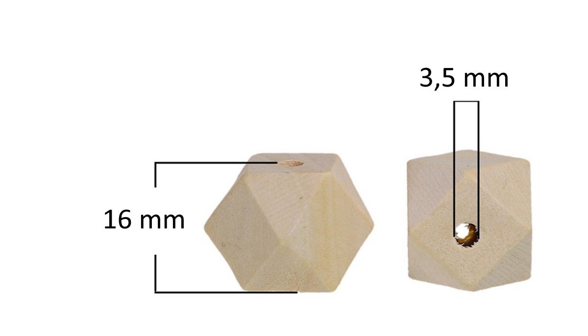 Sadingo Holzperlen eckig natur, Geometrische Bastelperlen, 20 Stück Auslauf