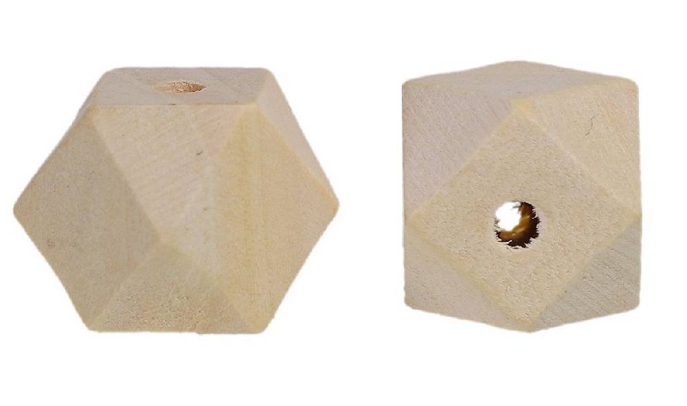 Sadingo Holzperlen eckig natur, Geometrische Bastelperlen, 20 Stück Auslauf
