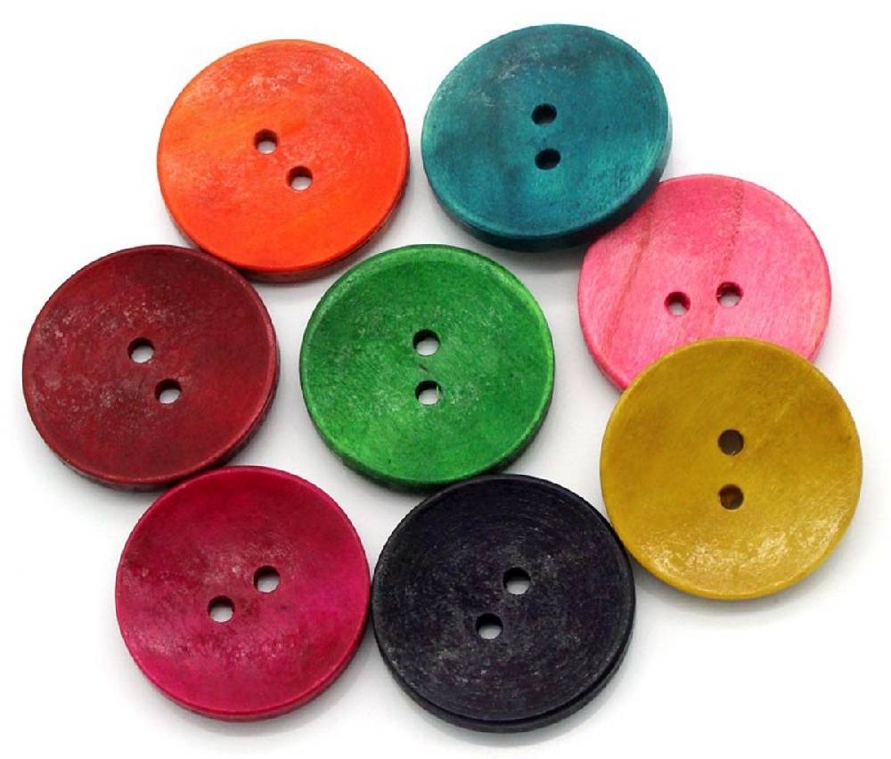 Sadingo Holzknöpfe zum aufnähen, 50 Stück-Ø 3 cm, bunter Mix Fabrikverkauf