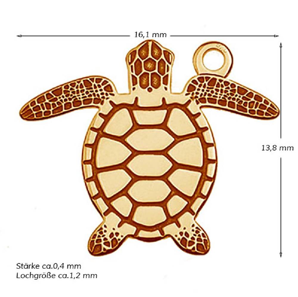 Sadingo Schmuckanhänger Schildkröte 13,8 x 16,1 mm Kostenloser Versand