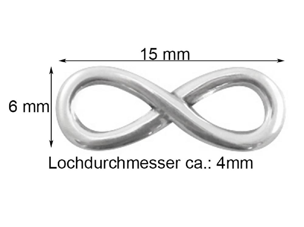 Sadingo Schmuckverbinder Infinity | 3 Stück, 15x6mm Limitierter Zeitrabatt