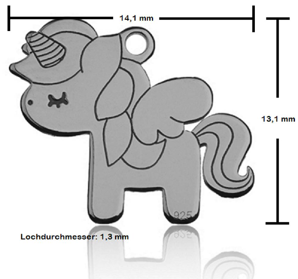Sadingo Sterling Silver 925er Anhänger Einhorn Charm Unicorn Fabrikpreis