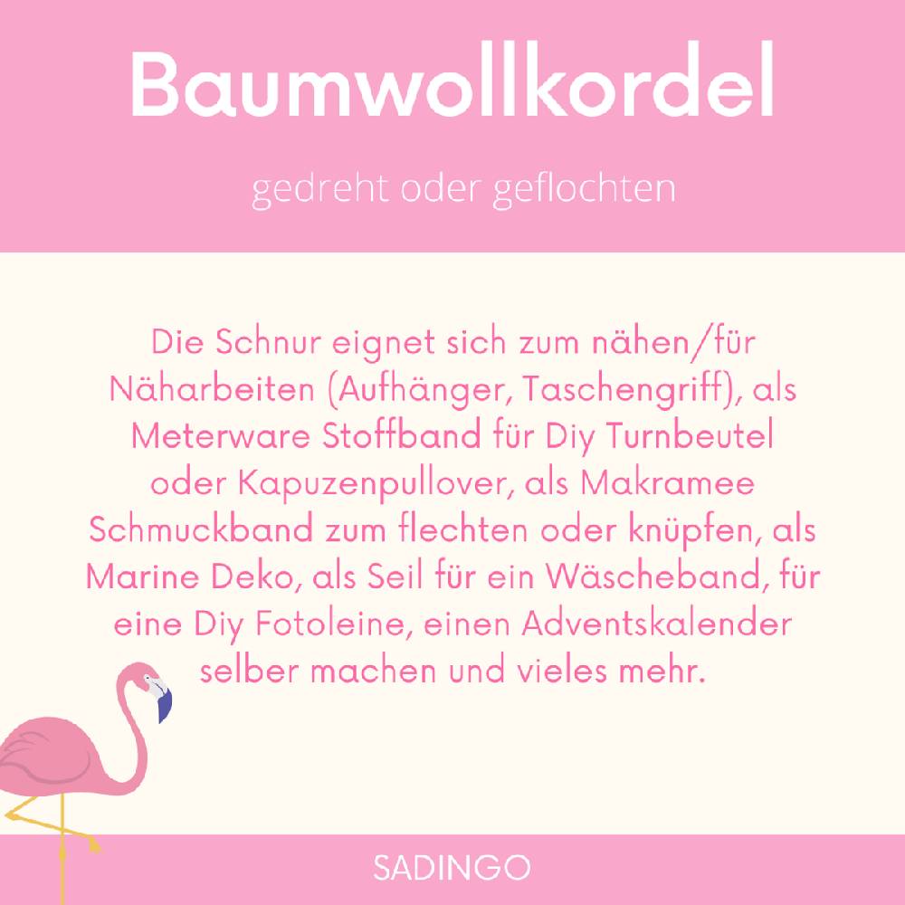 Sadingo Baumwollkordel 8mm gedreht - 10 Meter 8mm - Off White Weihnachtsangebot
