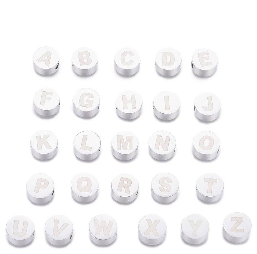 Sadingo Buchstabenperlen Edelstahl 2 Stück 10mm, Buchstabe wählbar Neueste Mode