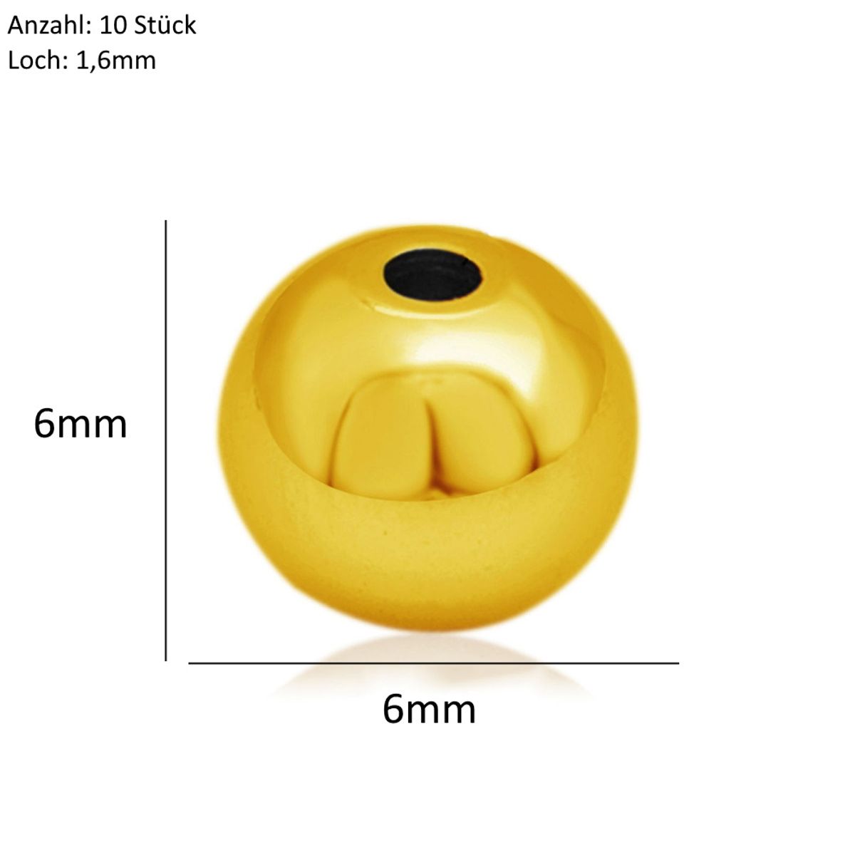 Sadingo Metallperlen | Edelstahl-Perlen, 6mm, 10 Stück Online Outlet