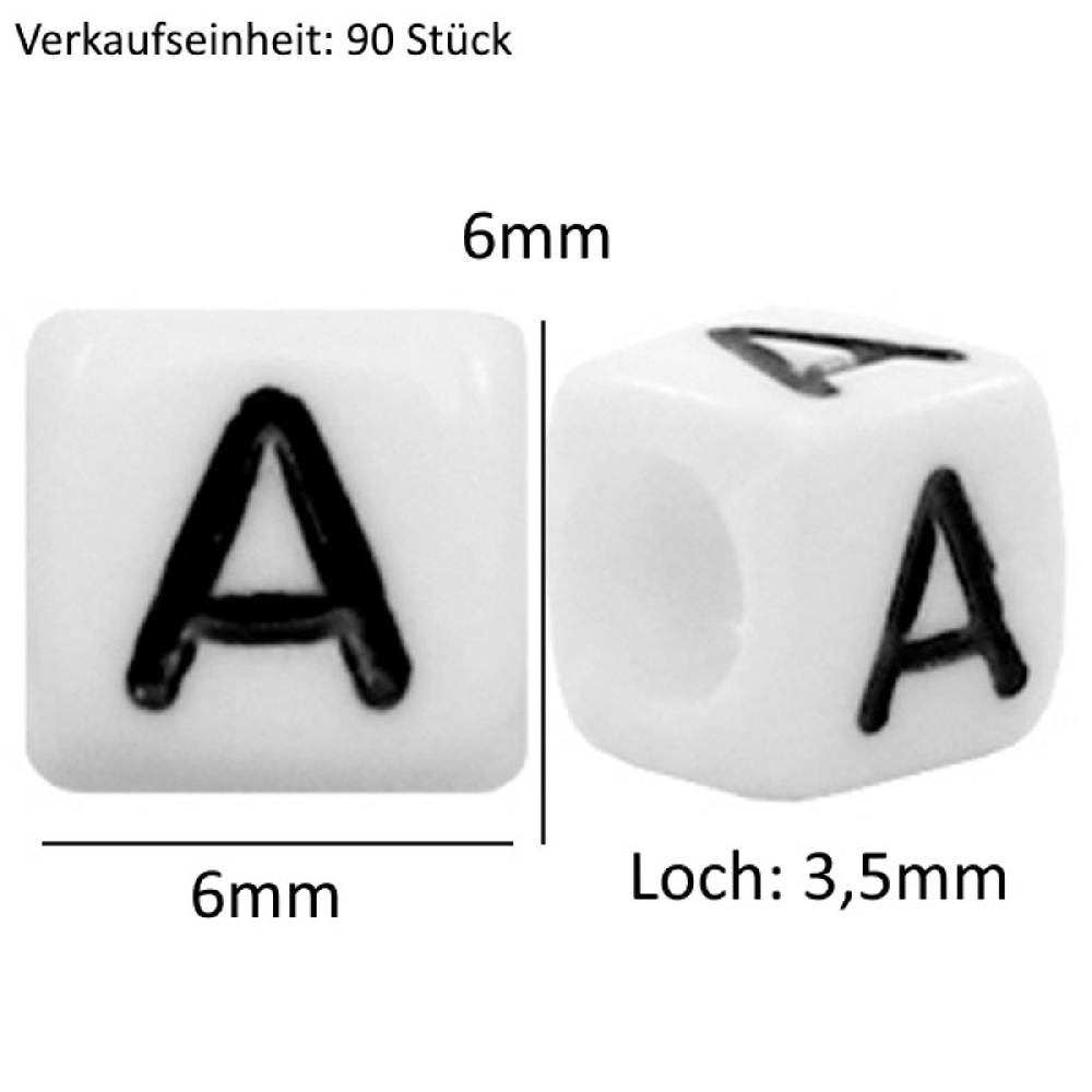 Sadingo Buchstabenperlen | 90 Stk. 6x6mm, eckige Perlen Große Rabatte