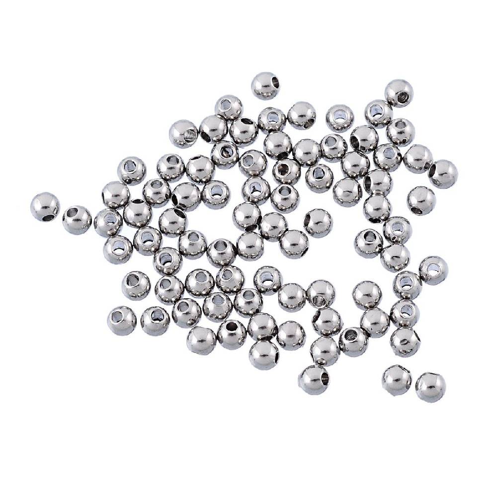 Sadingo Metallperlen | Edelstahl-Perlen Silber, 3 mm, 50 Stück Bestseller