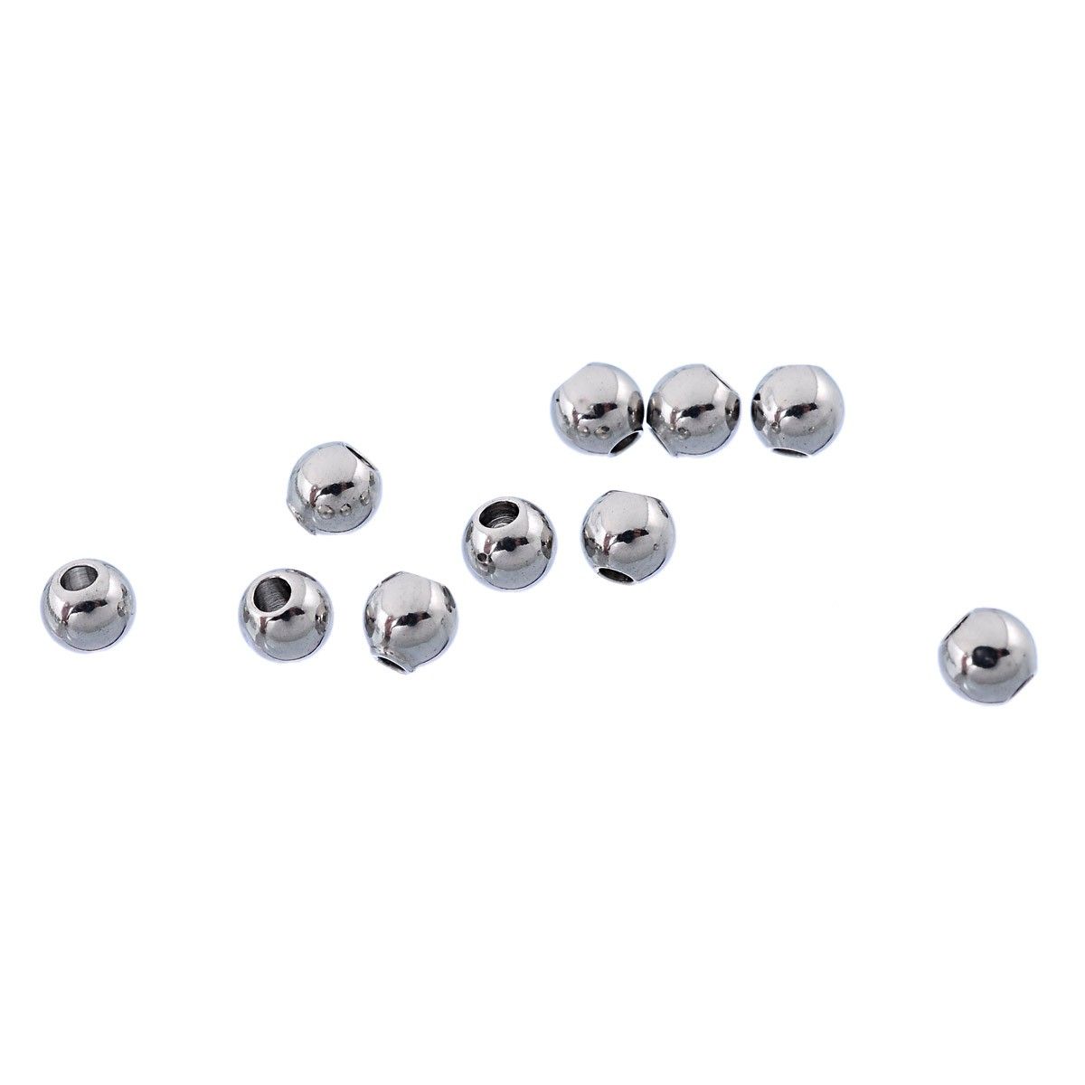 Sadingo Metallperlen | Edelstahl-Perlen Silber, 3 mm, 50 Stück Bestseller