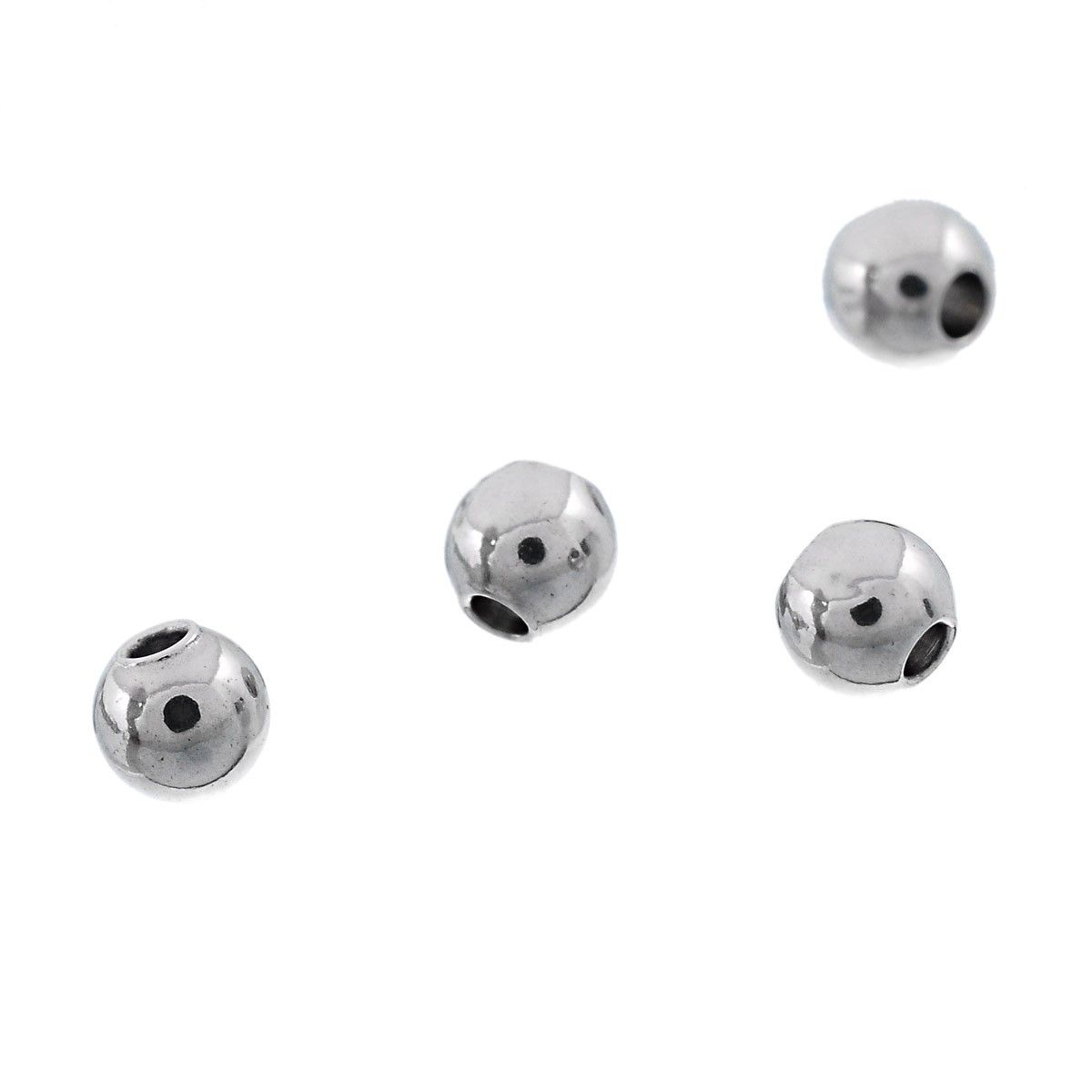 Sadingo Metallperlen | Edelstahl-Perlen Silber, 3 mm, 50 Stück Bestseller