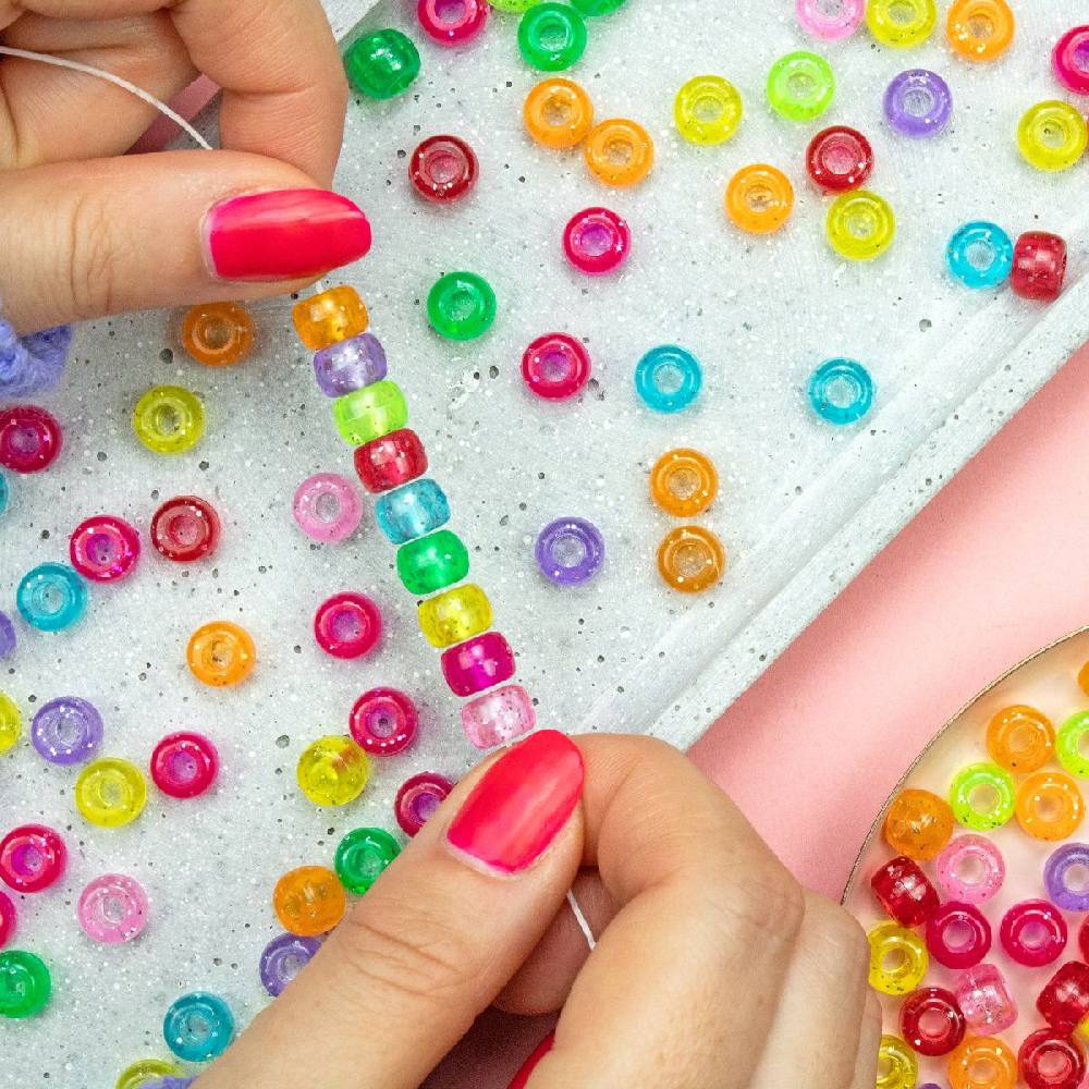 Sadingo Acrylperlen Glitzer | 500 Stk., 9 x 6 mm Saisonale Angebote