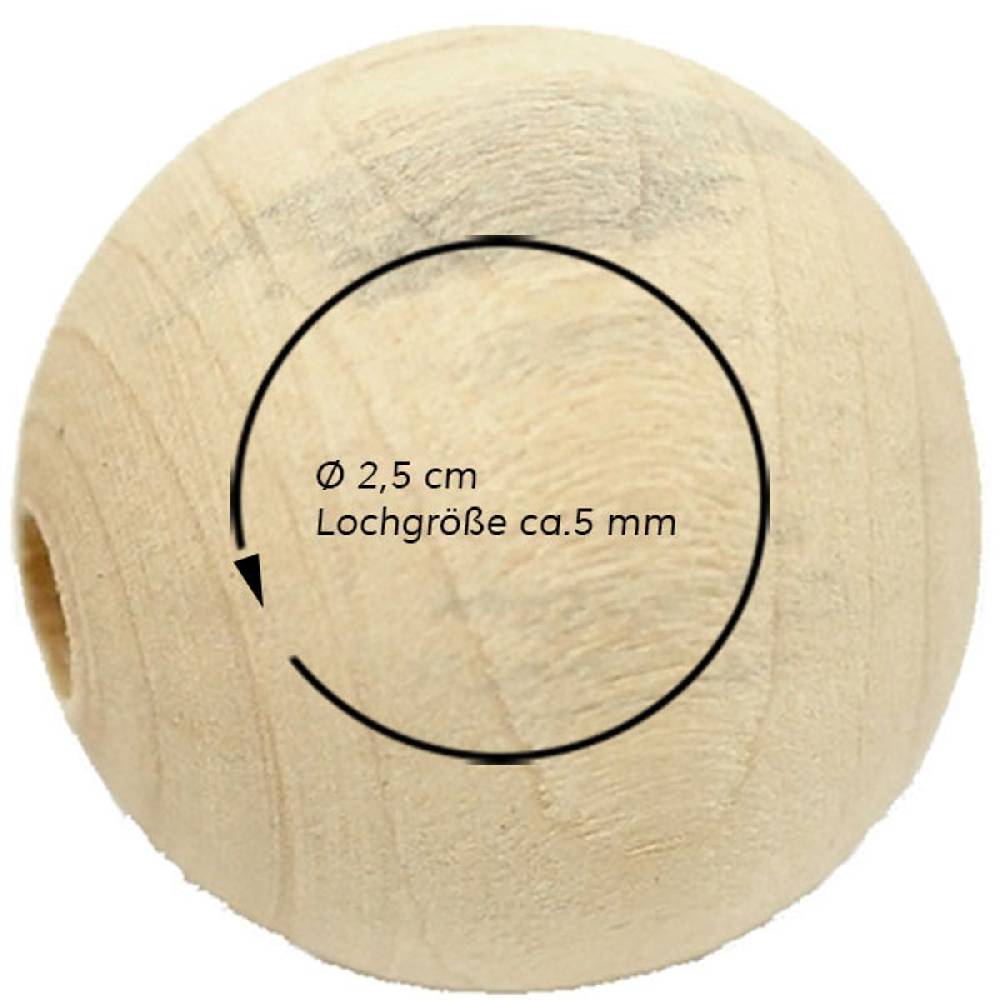 Sadingo Holzperlen natur, 30 Stk. - Ø 2,5 cm Super Sparpreis