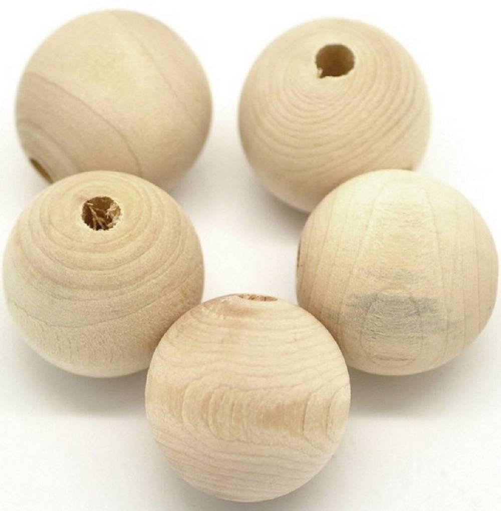 Sadingo Holzperlen natur, 30 Stk. - Ø 2,5 cm Super Sparpreis