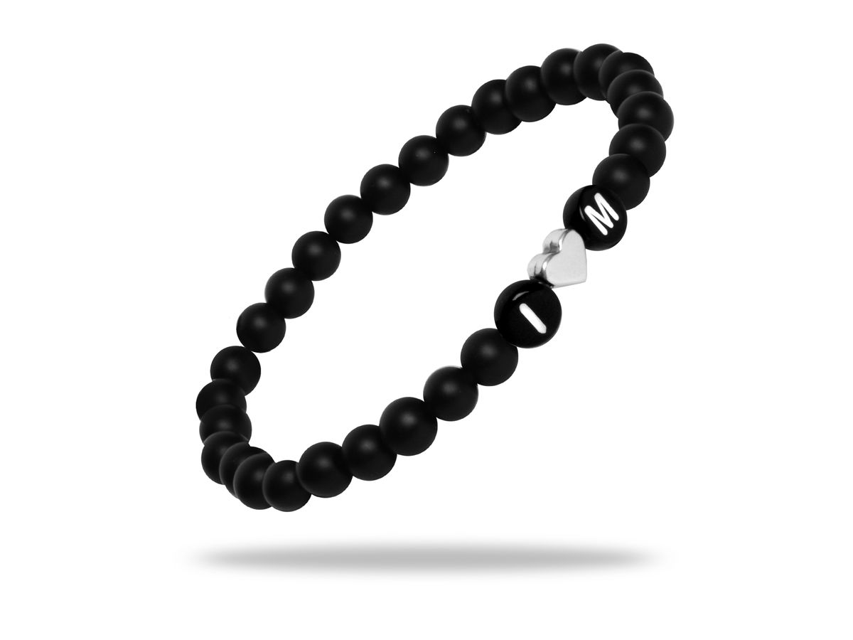 Sadingo Partnerarmband Set "ISLAND" aus schwarzen Natursteinperlen 2025