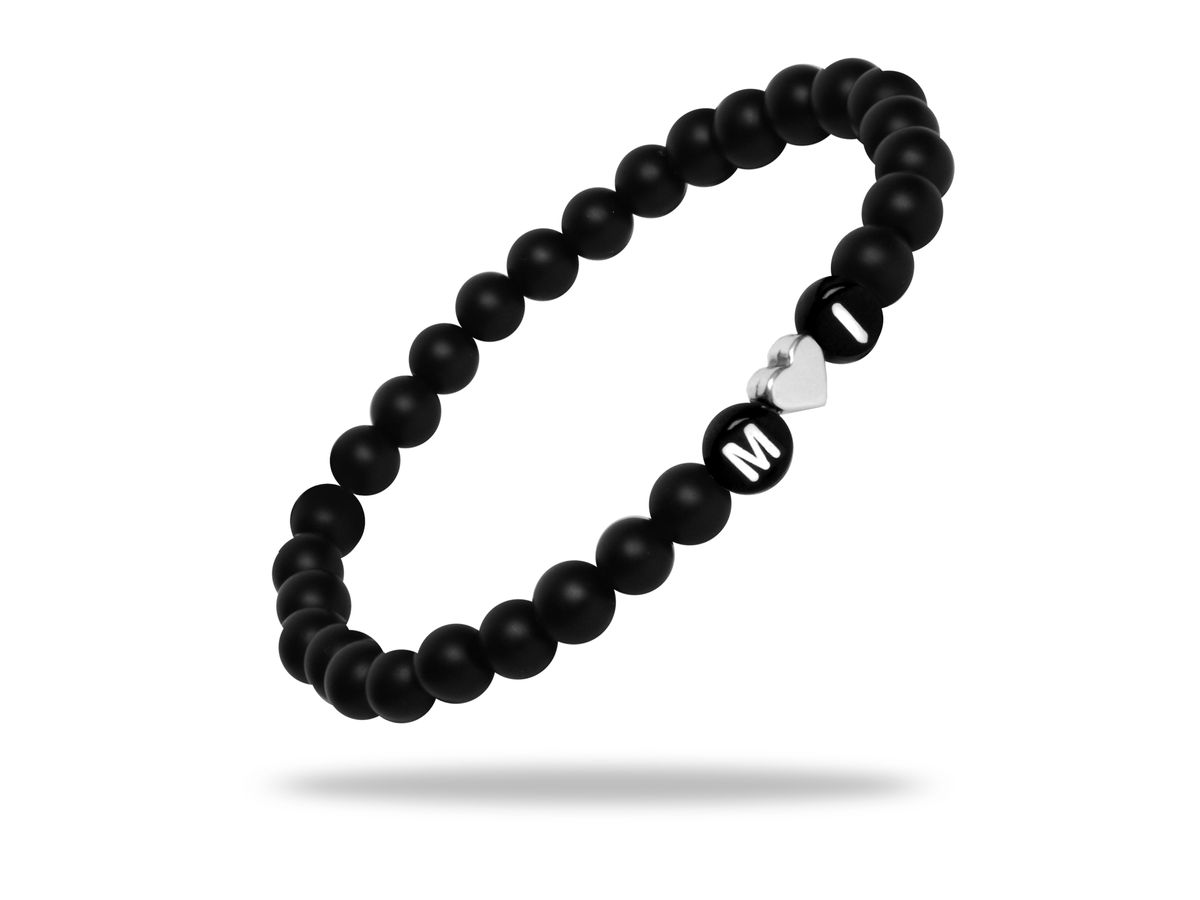 Sadingo Partnerarmband Set "ISLAND" aus schwarzen Natursteinperlen 2025