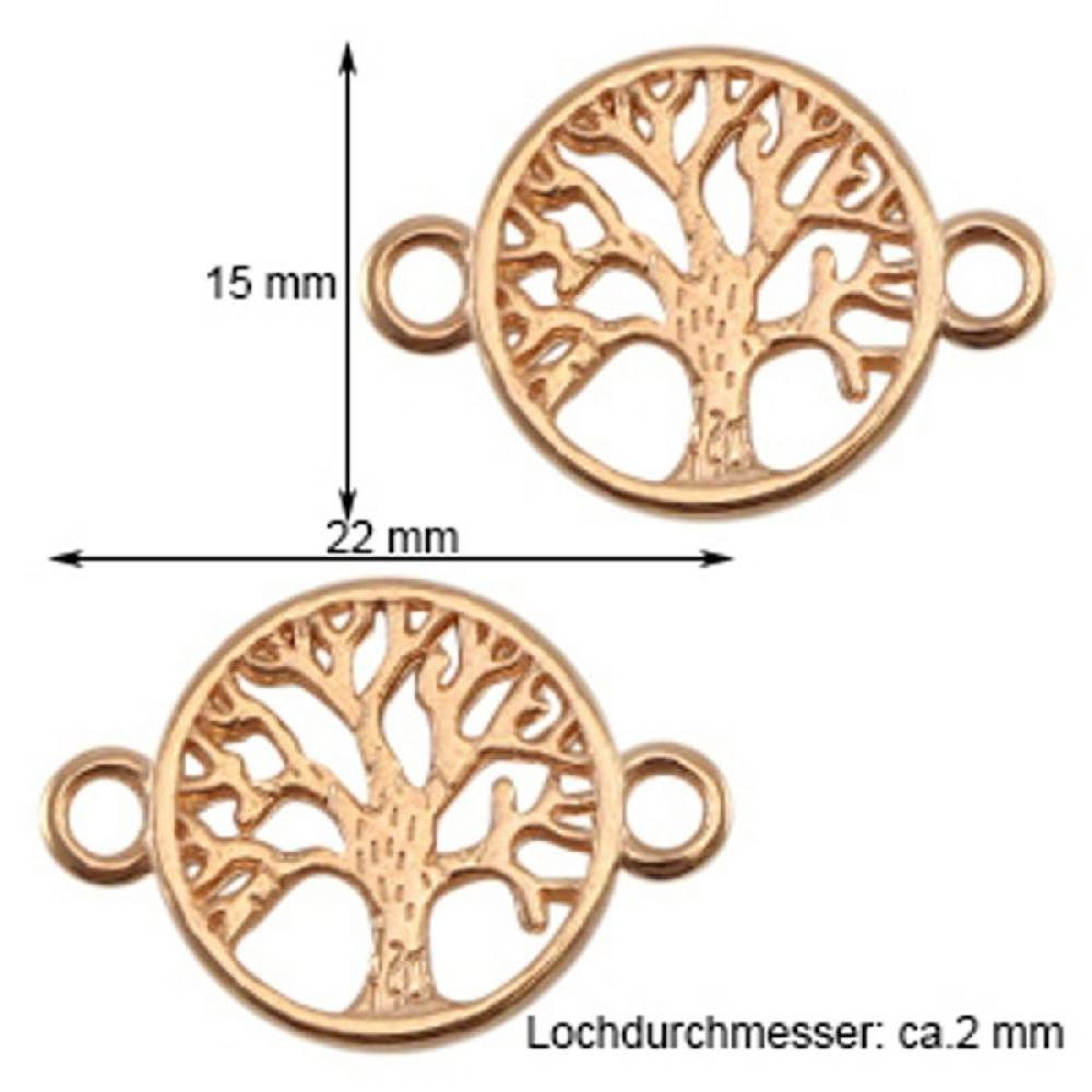 Sadingo Schmuckverbinder Lebensbaum | 3 Stk. - 22x15 mm Fabrikpreis