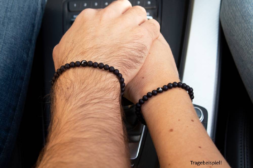 Sadingo Partnerarmband-Set aus schwarzen Acrylperlen Versandkostenfrei