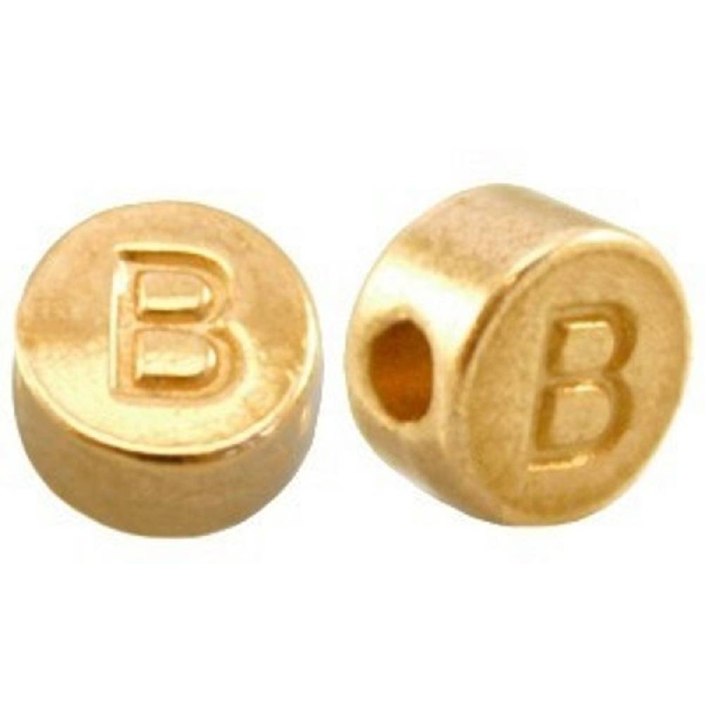 Sadingo Buchstabenperlen gold, DQ Metall, 7mm, Perlen Armband Exklusivangebot