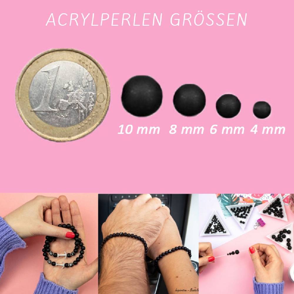 Sadingo Acrylperlen matt Schwarz 4,6,8,10 mm Weihnachtsangebot