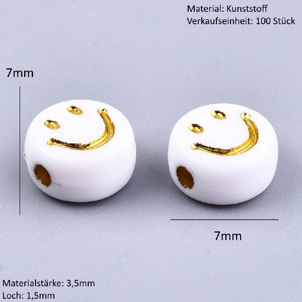 Sadingo Acrylperlen Smiley | 100 Stück, 7mm Top Angebot