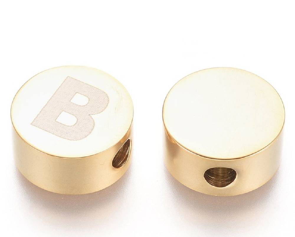Sadingo Buchstabenperlen aus Edelstahl in Gold Neueste Mode