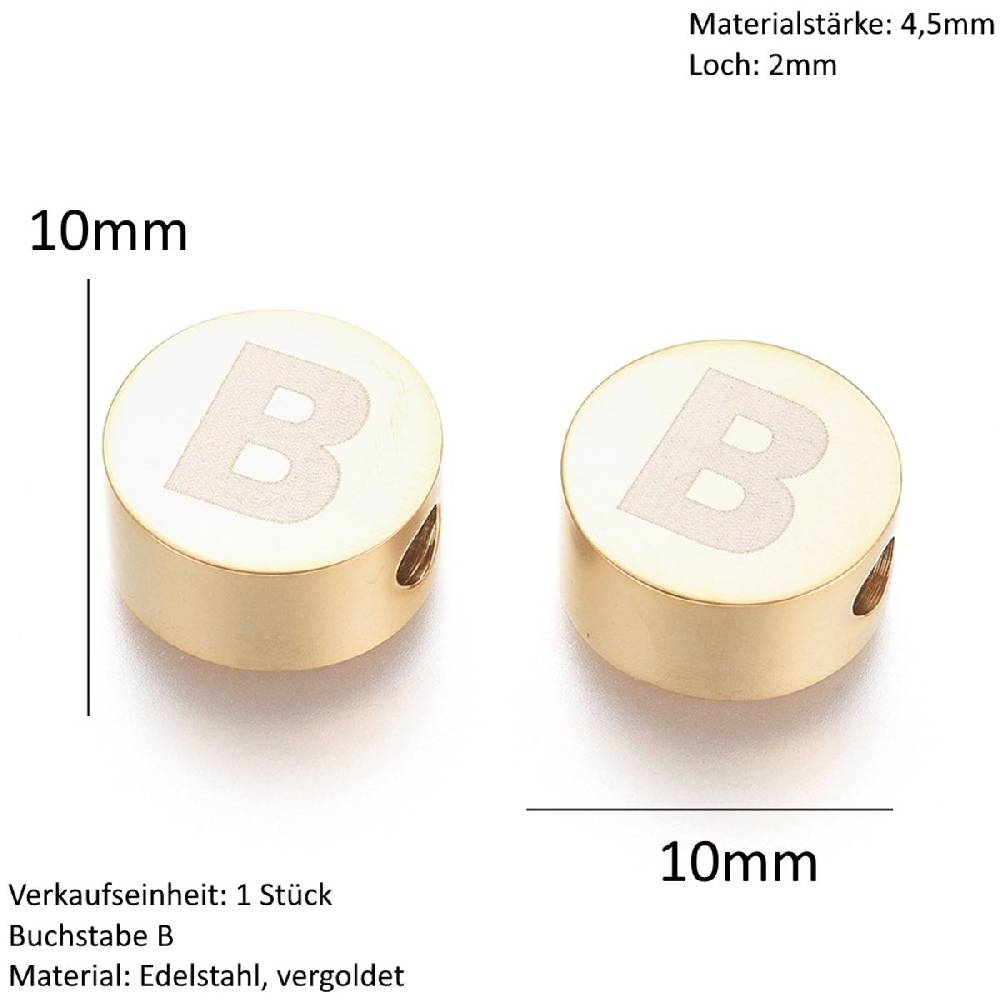 Sadingo Buchstabenperlen aus Edelstahl in Gold Neueste Mode