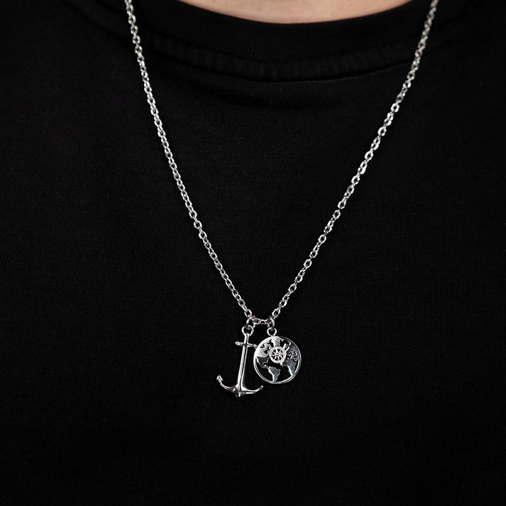 ﻿Save Brave Ankerkette mit Anhängern Anchorworld - Farbe Silber Online Outlet